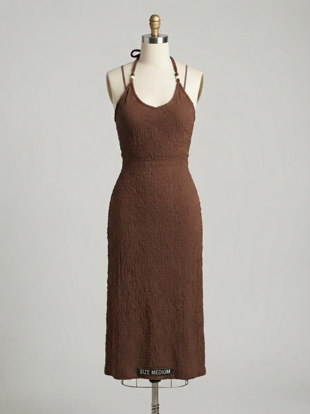 Old Navy Brown Textured Halter Midi Dress